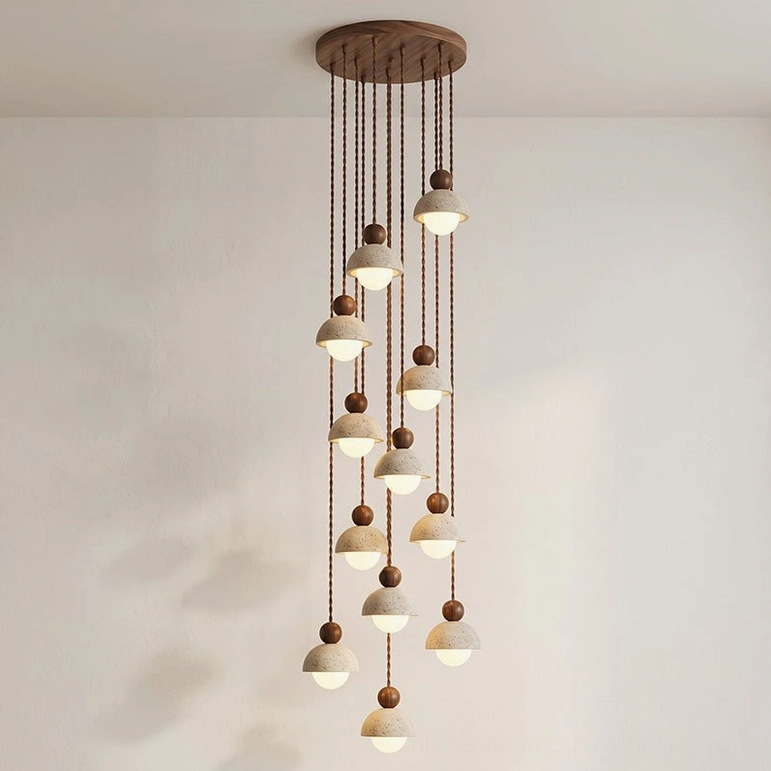 Palermo 12-head multi-pendant light installed over long dining table