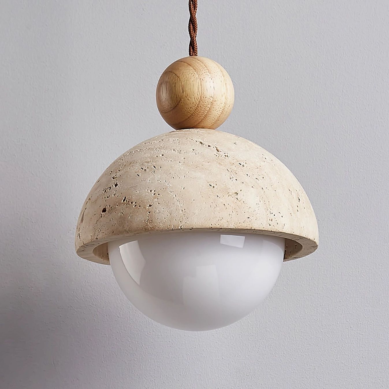 Palermo travertine pendant light architectural detail showing craftsmanship