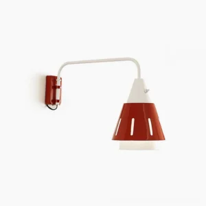 Panama red and white mid-century modern metal wall lamp front view minimalist design