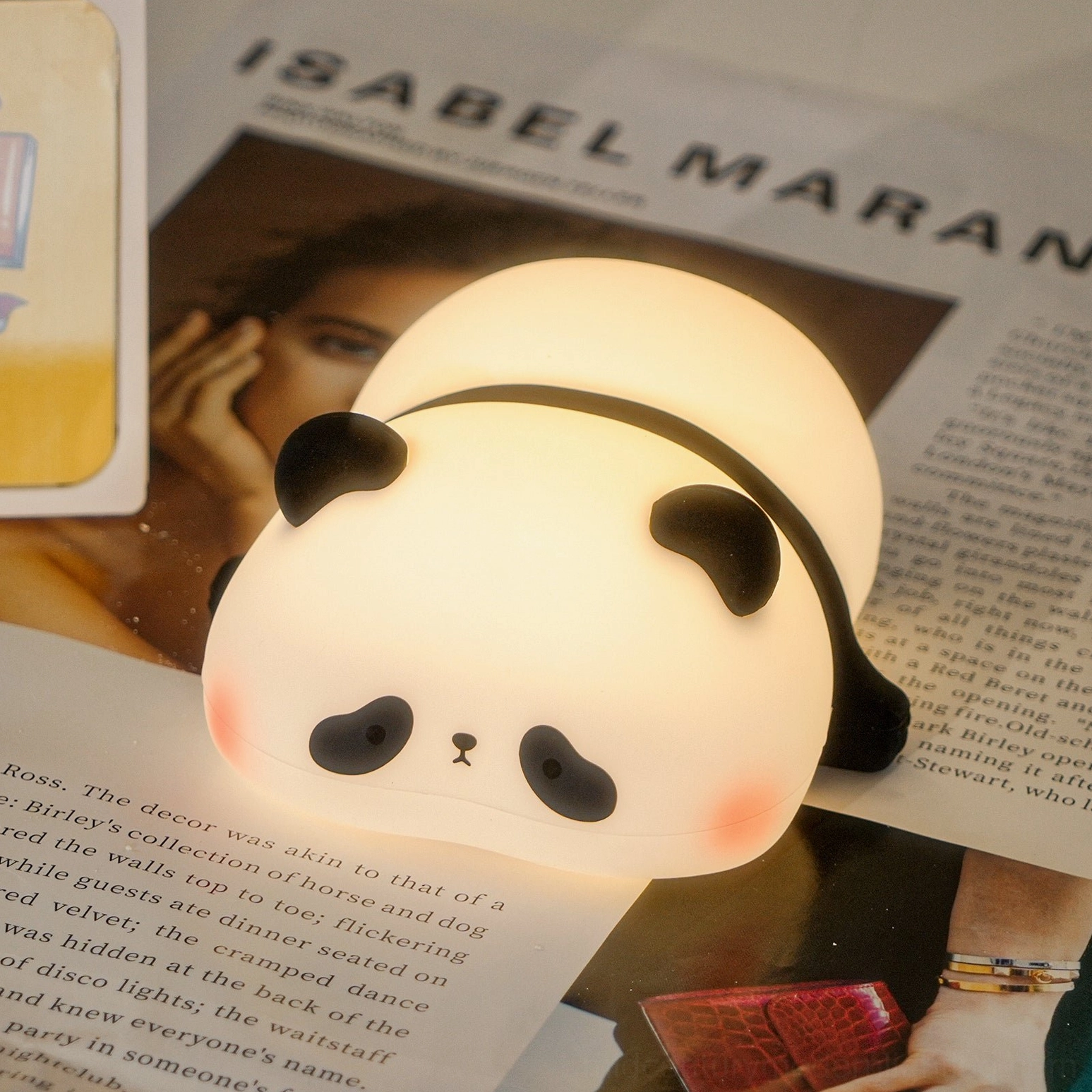 Panda table lamp ambient lighting for modern home office or bedroom decor