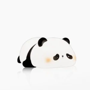 Panda silicone LED night light with cute matte texture in white finish, front studio view