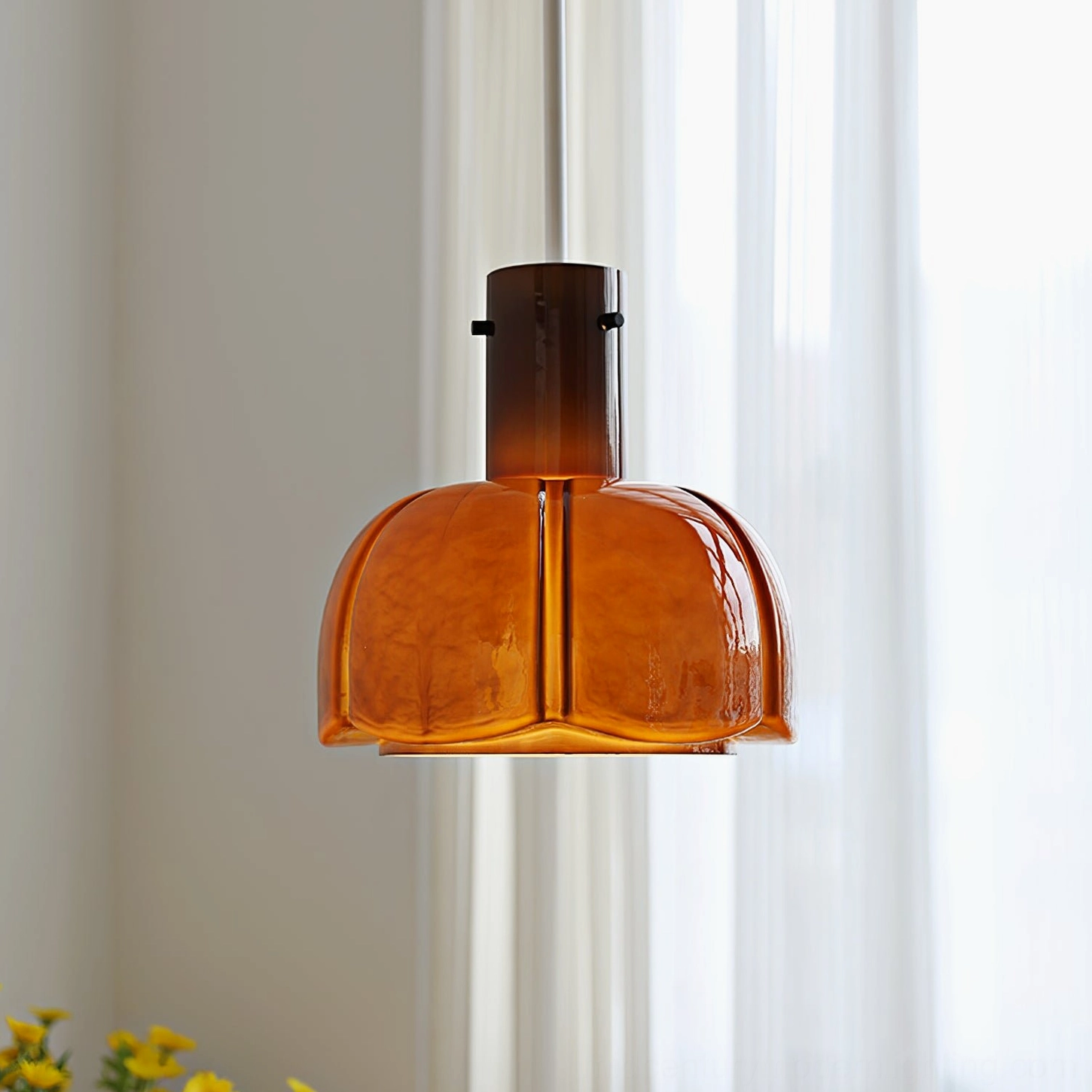 Jade green Paolina glass pendant light nature-inspired design in botanical home interior