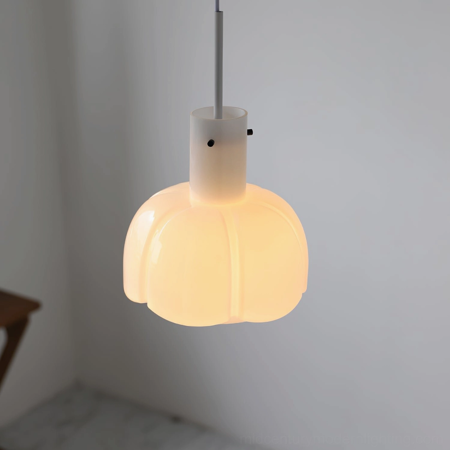 Orange Paolina glass pendant light vibrant retro finish in eclectic interior space design