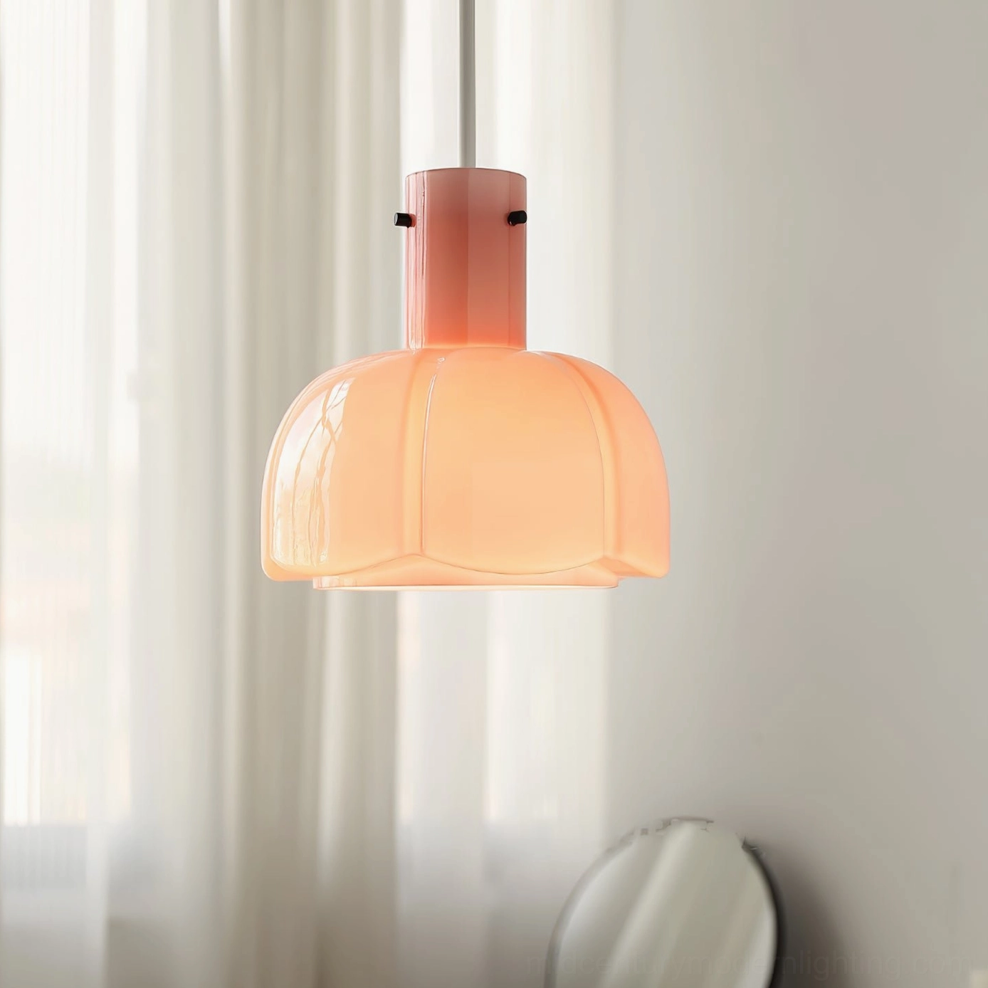 Pink Paolina glass pendant light soft blush tone for millennial modern interior design