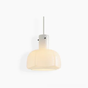 Paolina milky white glass pendant light with pumpkin shape design in minimalist Nordic style