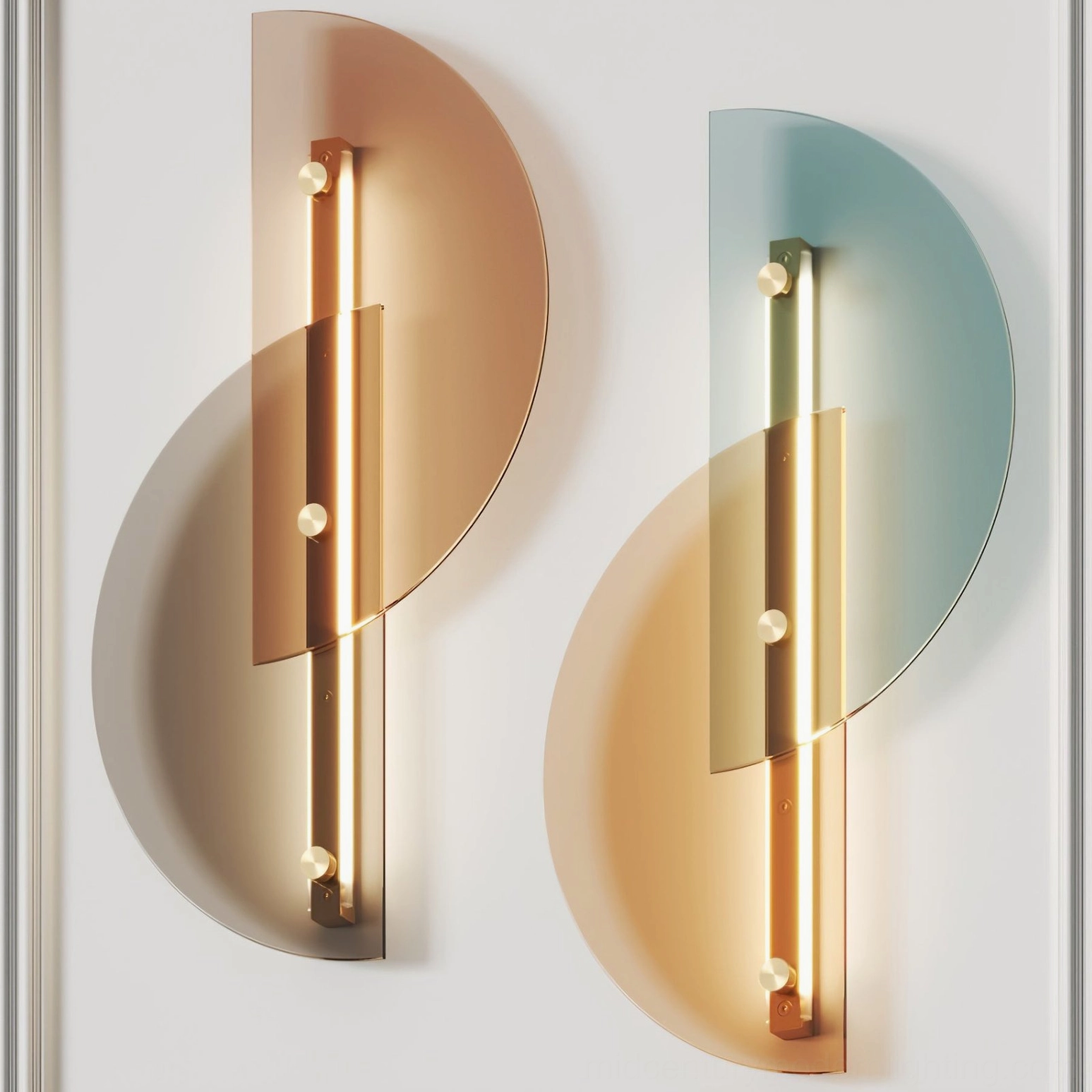 Papillon wall lamp translucent glass panels warm LED integrated light design