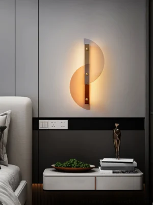 Papillon geometric wall lamp warm amber glass modern bedroom installation