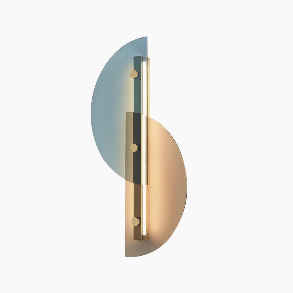 Papillon wall lamp brass metal structure tempered glass assembly detail view