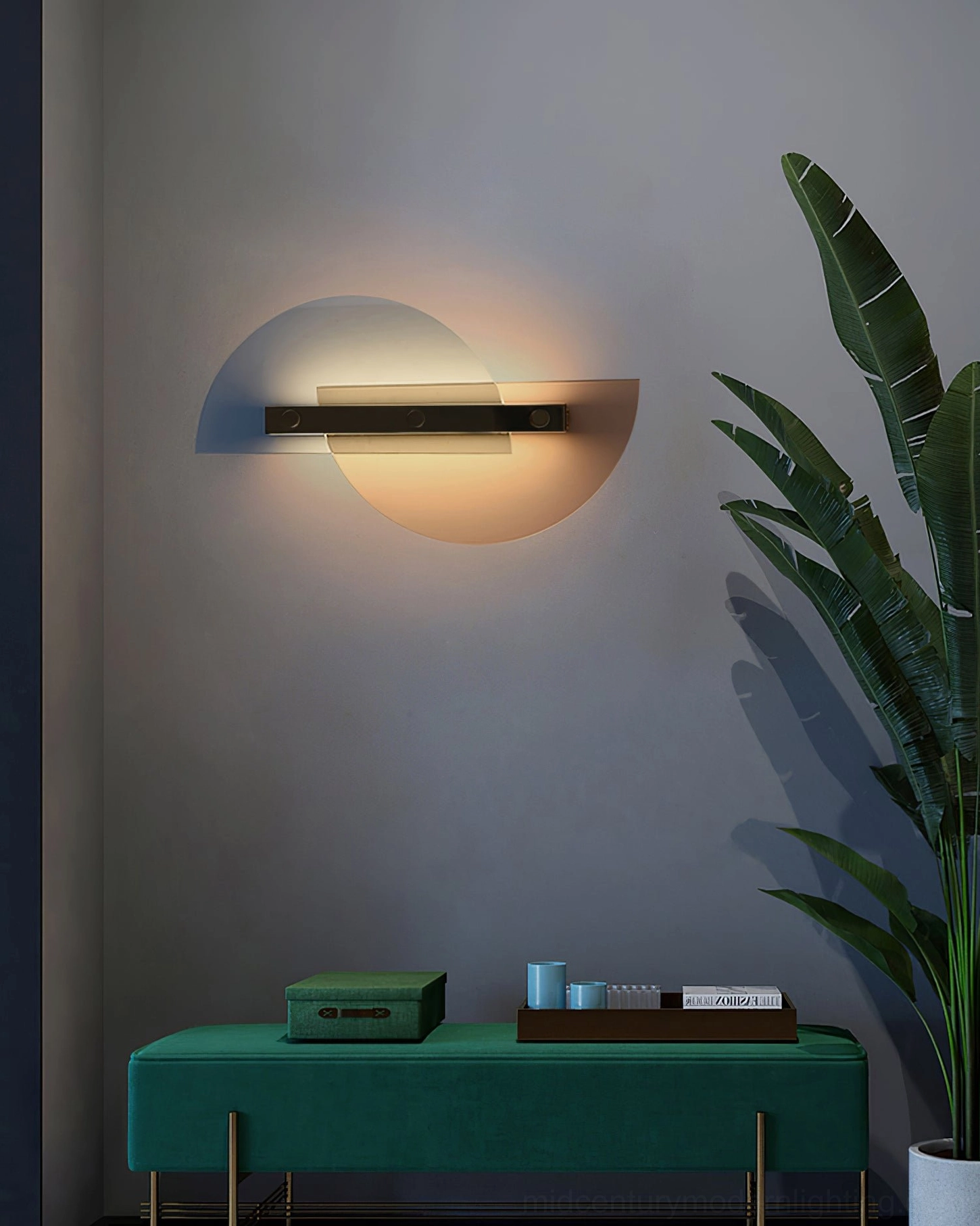 Papillon horizontal strip wall lamp minimalist console table warm ambient light