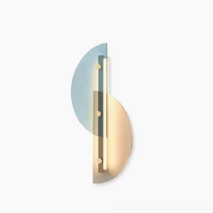 Papillon mid-century modern wall lamp dual geometric glass panel design frontal view