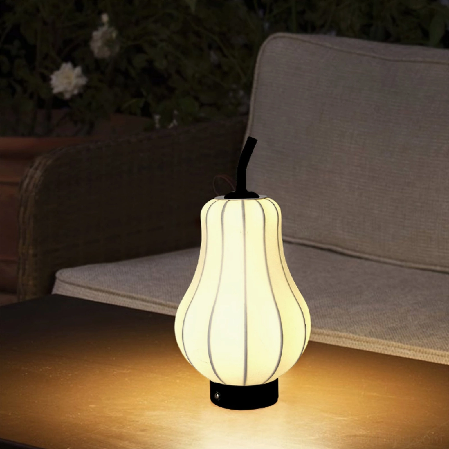 Pear rechargeable table lamp 2000mAh battery design mid-century modern aesthetic