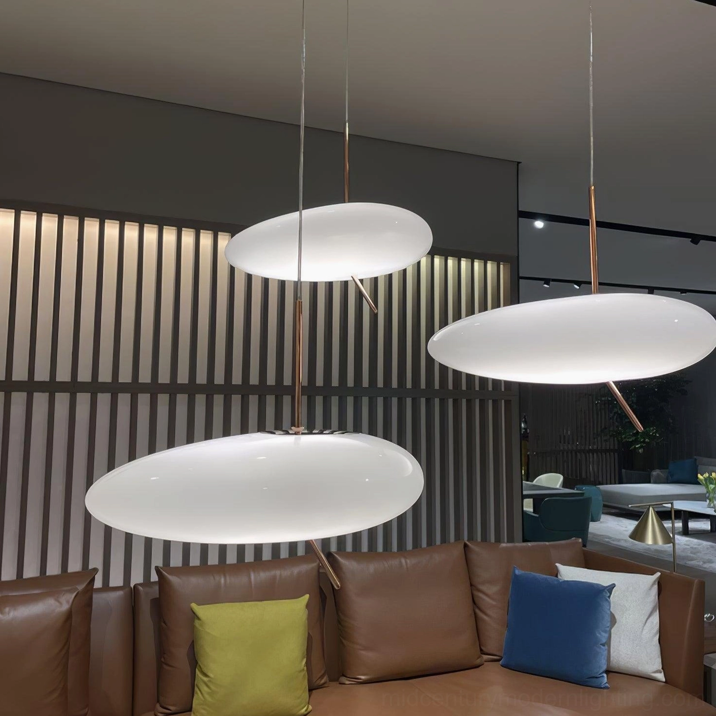 Pebbles pendant light in Scandinavian interior with natural materials and minimalist furnishings