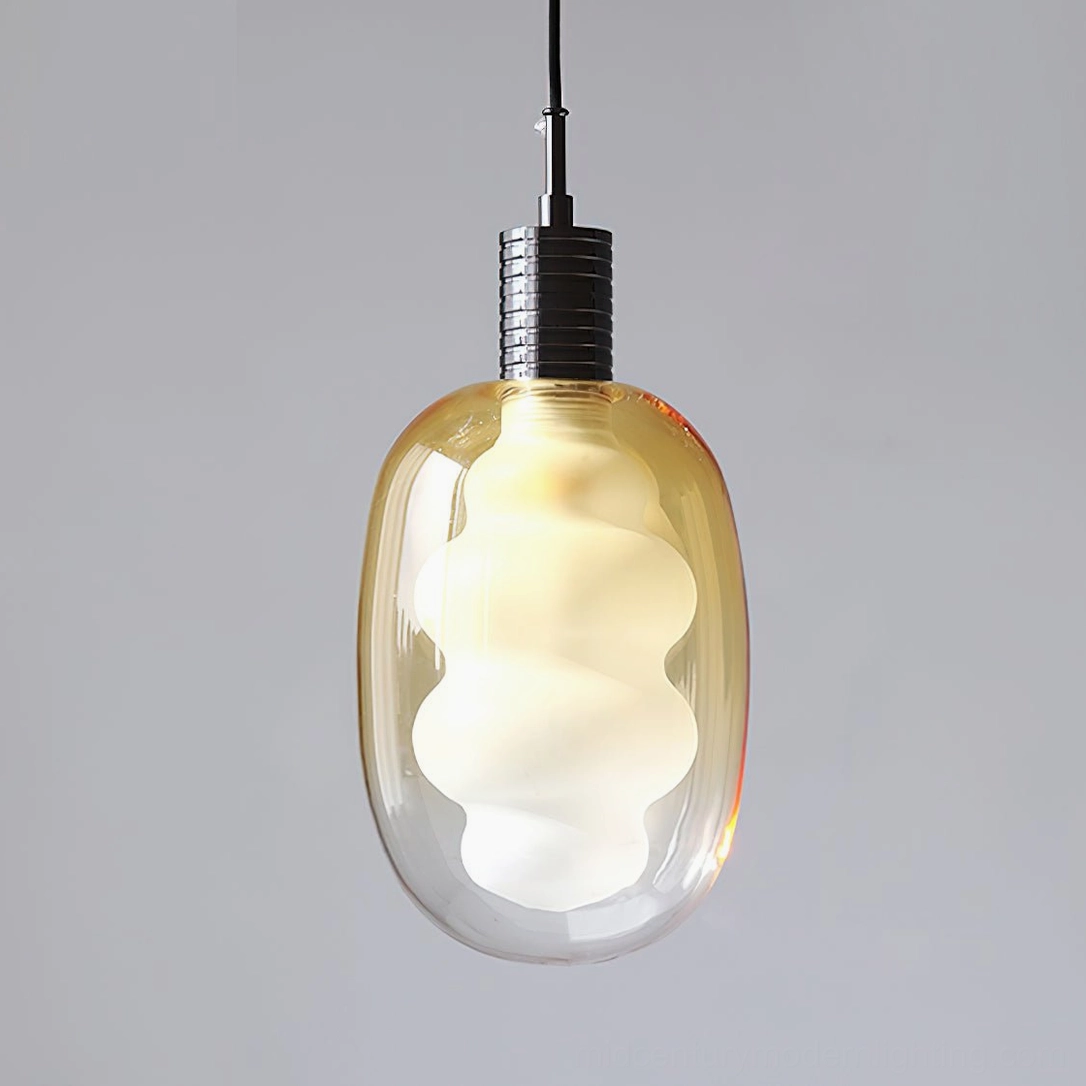 Pendant light color variant showcase, multiple finish options, sculptural glass design, studio setting