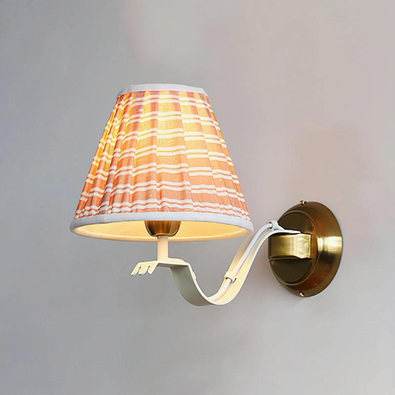 Penelope pleated wall sconce in beige and gold finish - complete product view showing all design elements