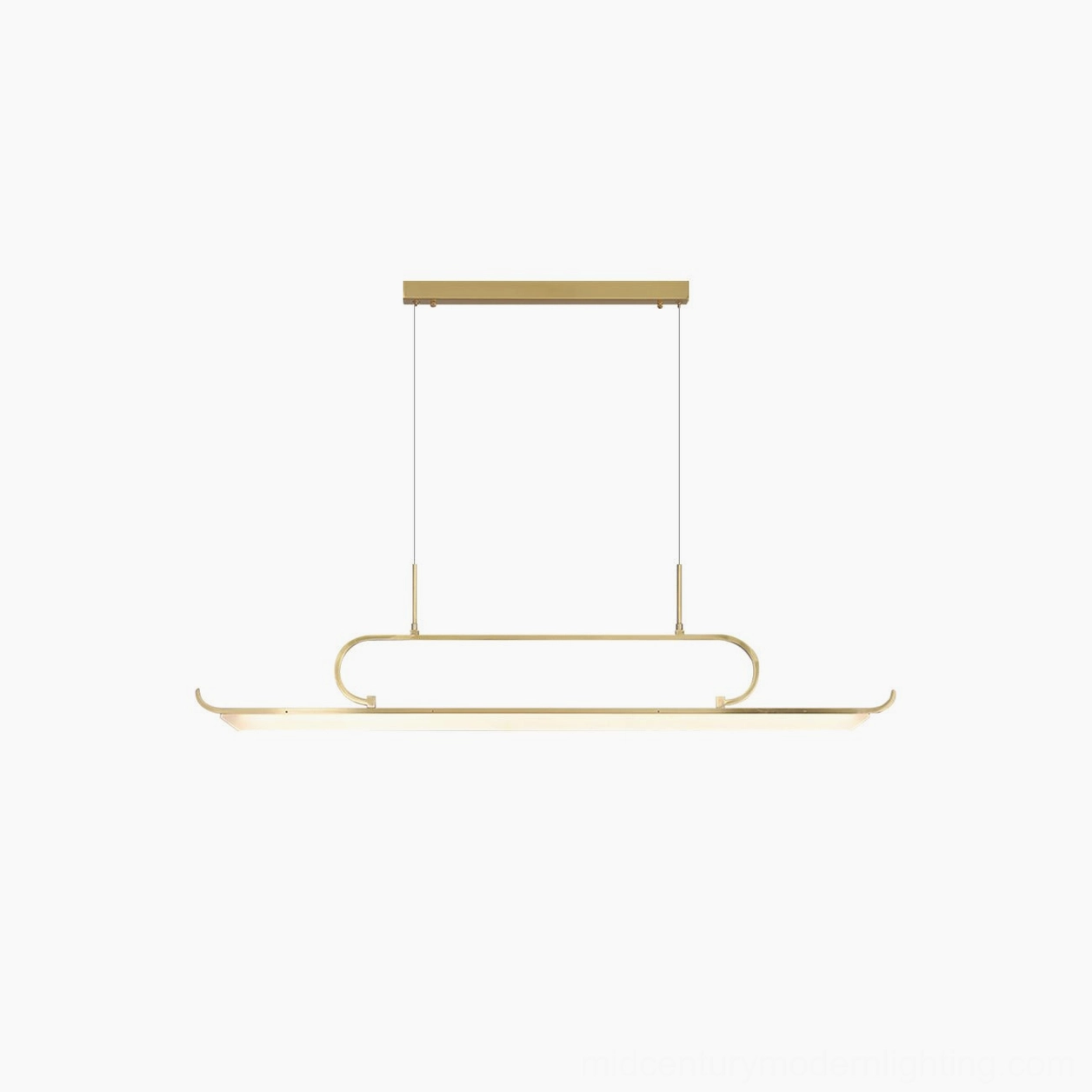 Penna mid-century modern linear pendant light in brushed brass or white finish, elegant minimalist design showcase