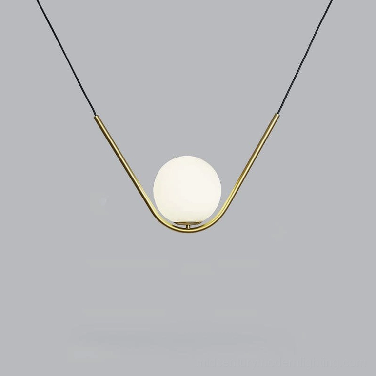 Perle statement pendant light gold finish with large handblown glass globe elegant fixture
