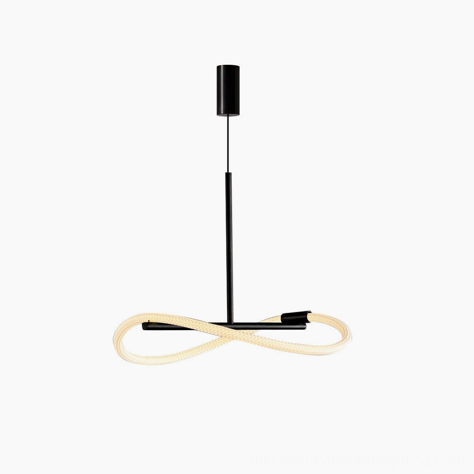 Perpetual Infinity Pendant Lamp in matte black with sculptural loop form - front flat studio view with white background