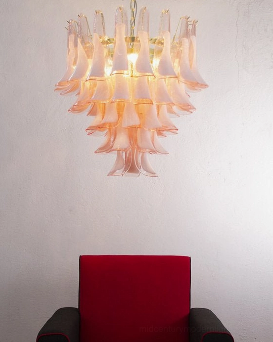 Petal Rain Chandelier full composition, complete tiered bell-shaped structure studio background