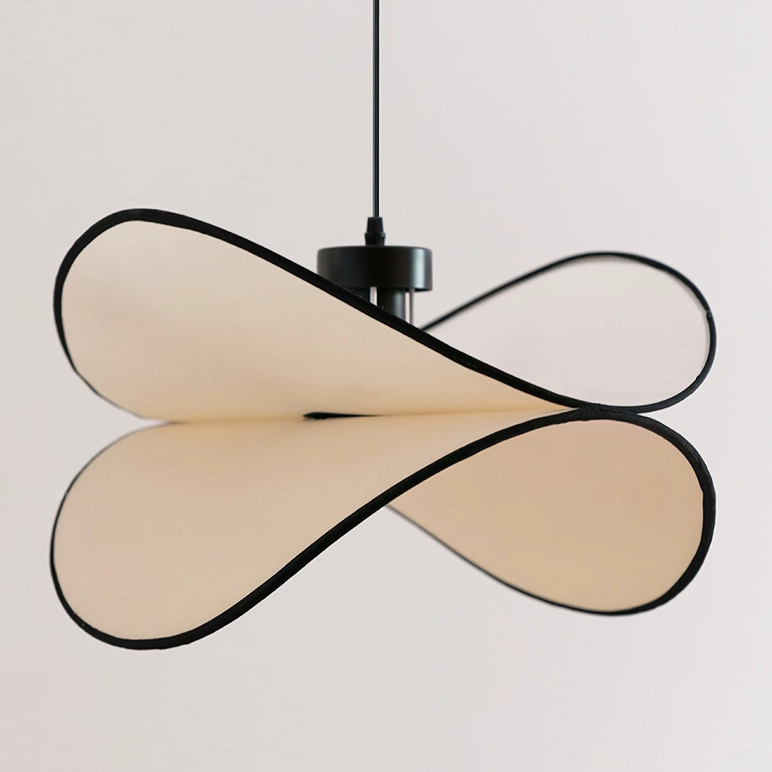 Petalo ceiling pendant lamp color finish beige and black trim detail