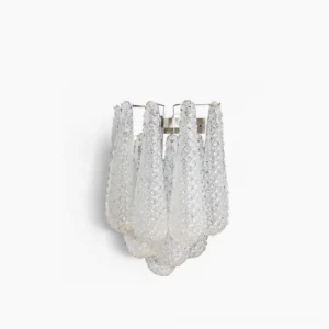 Petals Drop Glass Wall Sconce with textured bubble glass petals and polished chrome fixture, front studio view