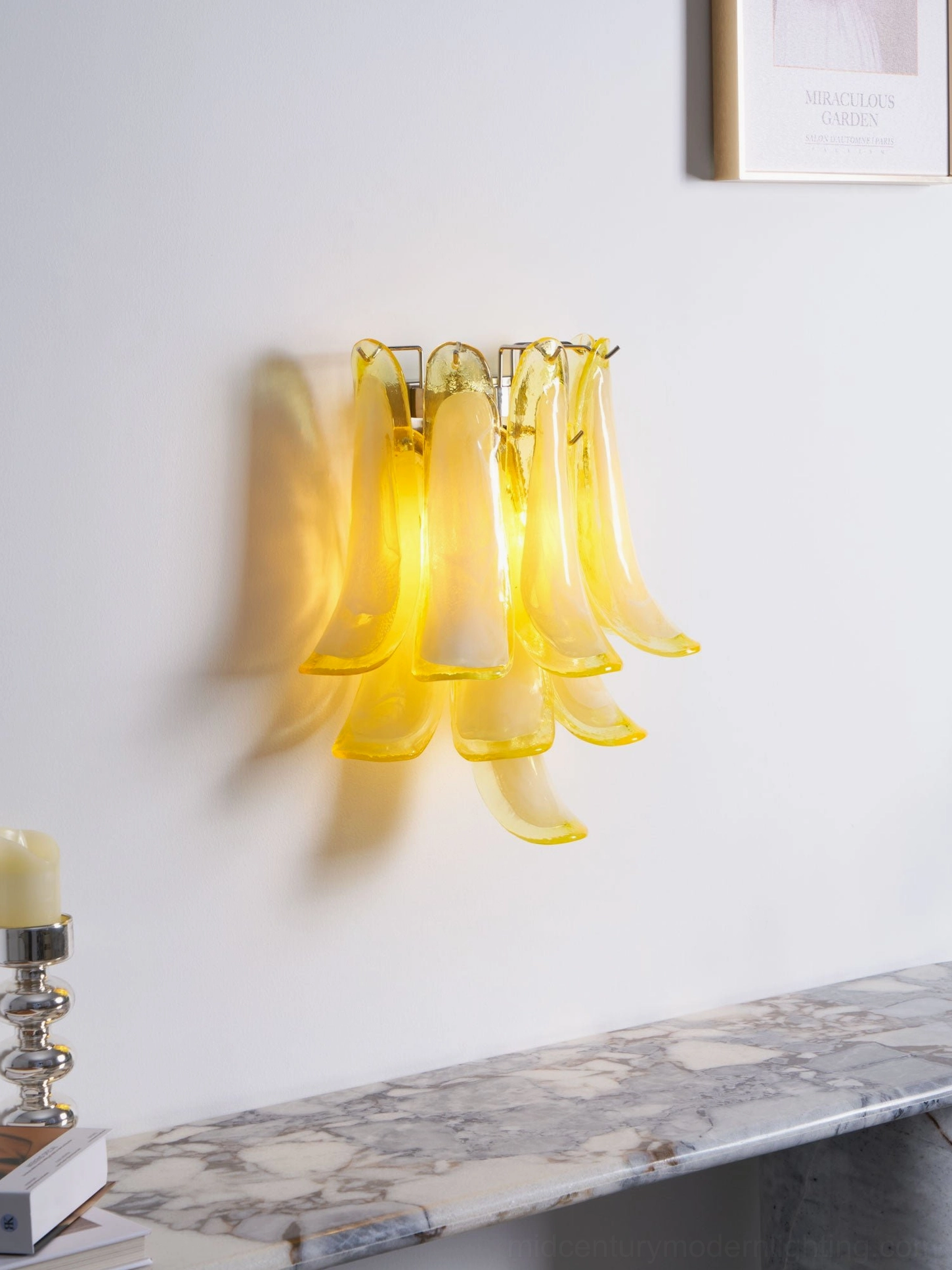 Petral handcrafted glass wall sconce with botanical-inspired petal form, sculptural statement fixture