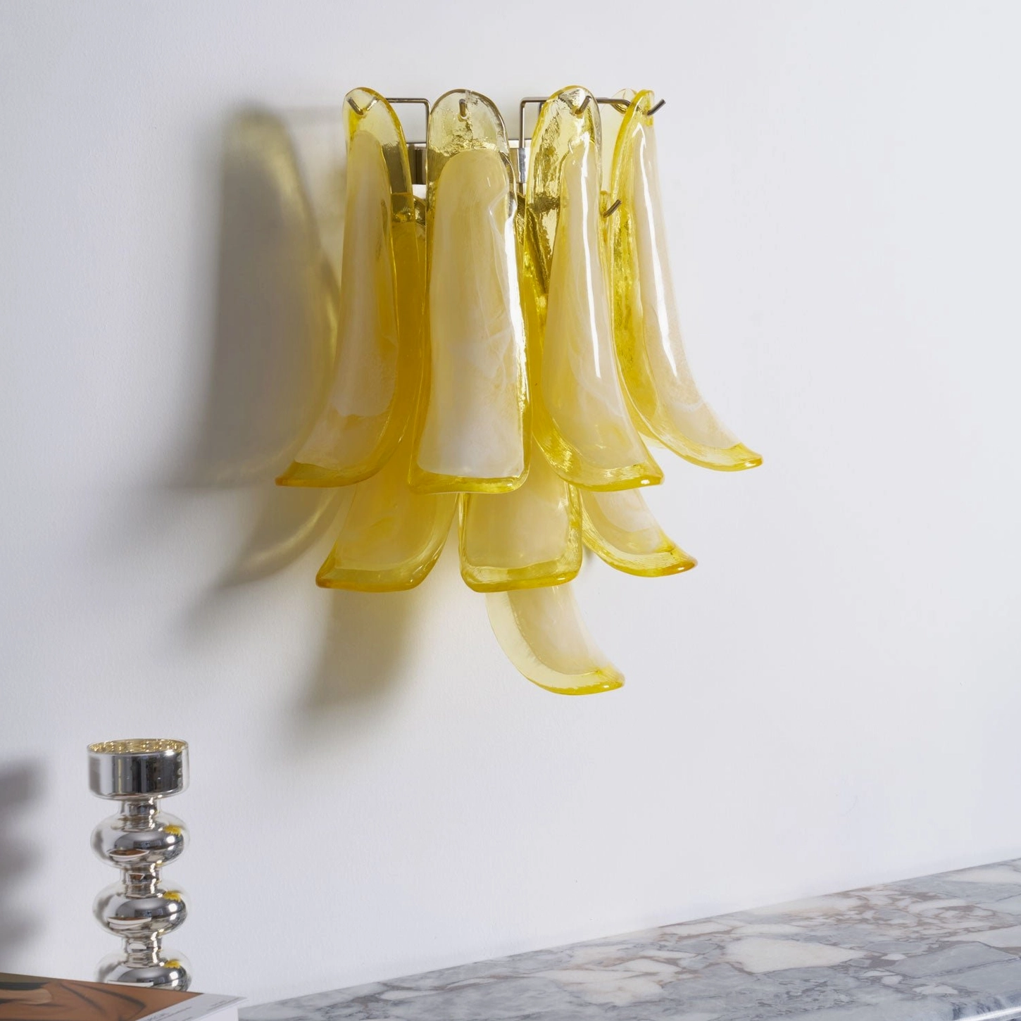 Petral Murano glass wall sconce with layered hand-sculpted petals, artistic accent lighting