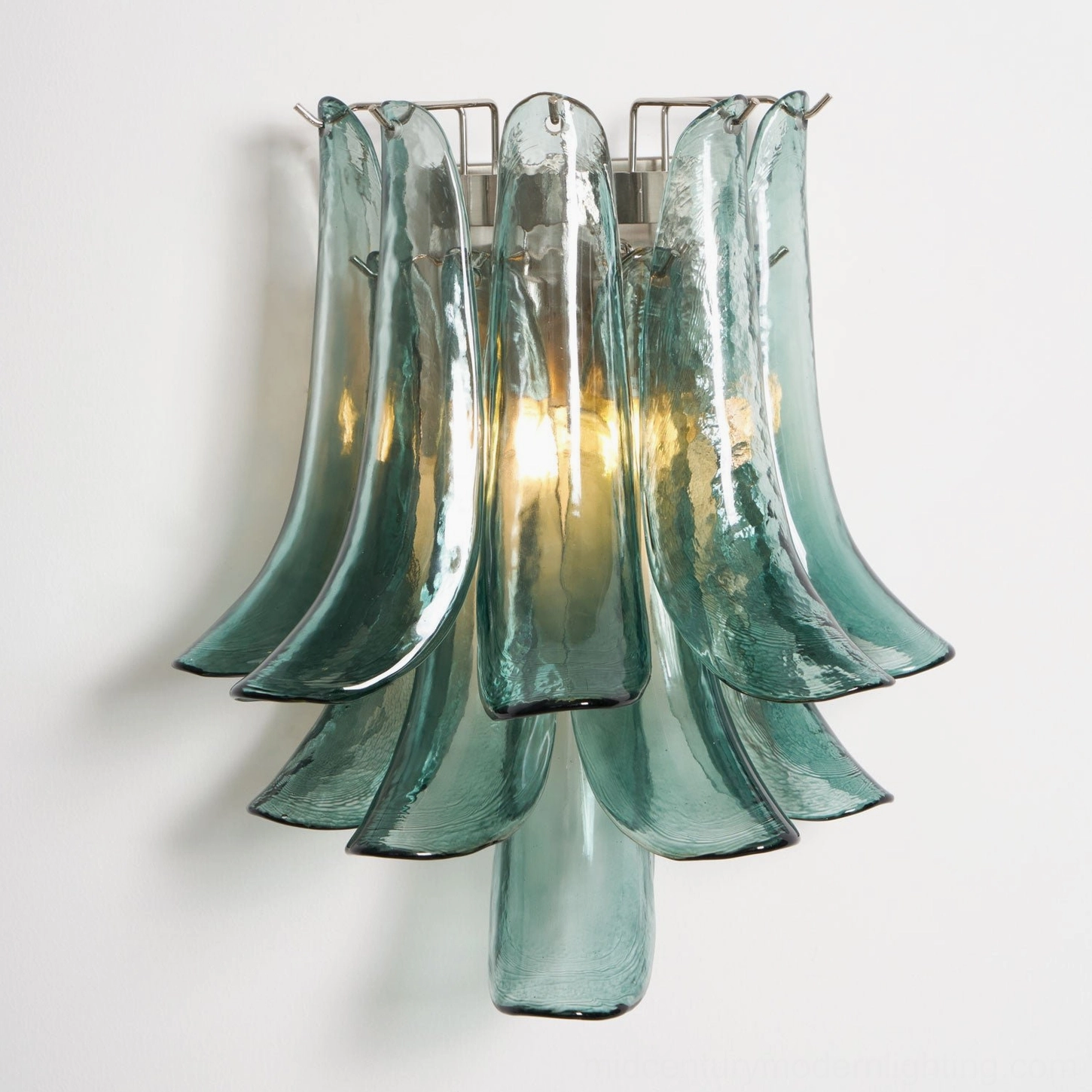 Petral glass wall sconce with layered petal structure, contemporary artistic lighting fixture