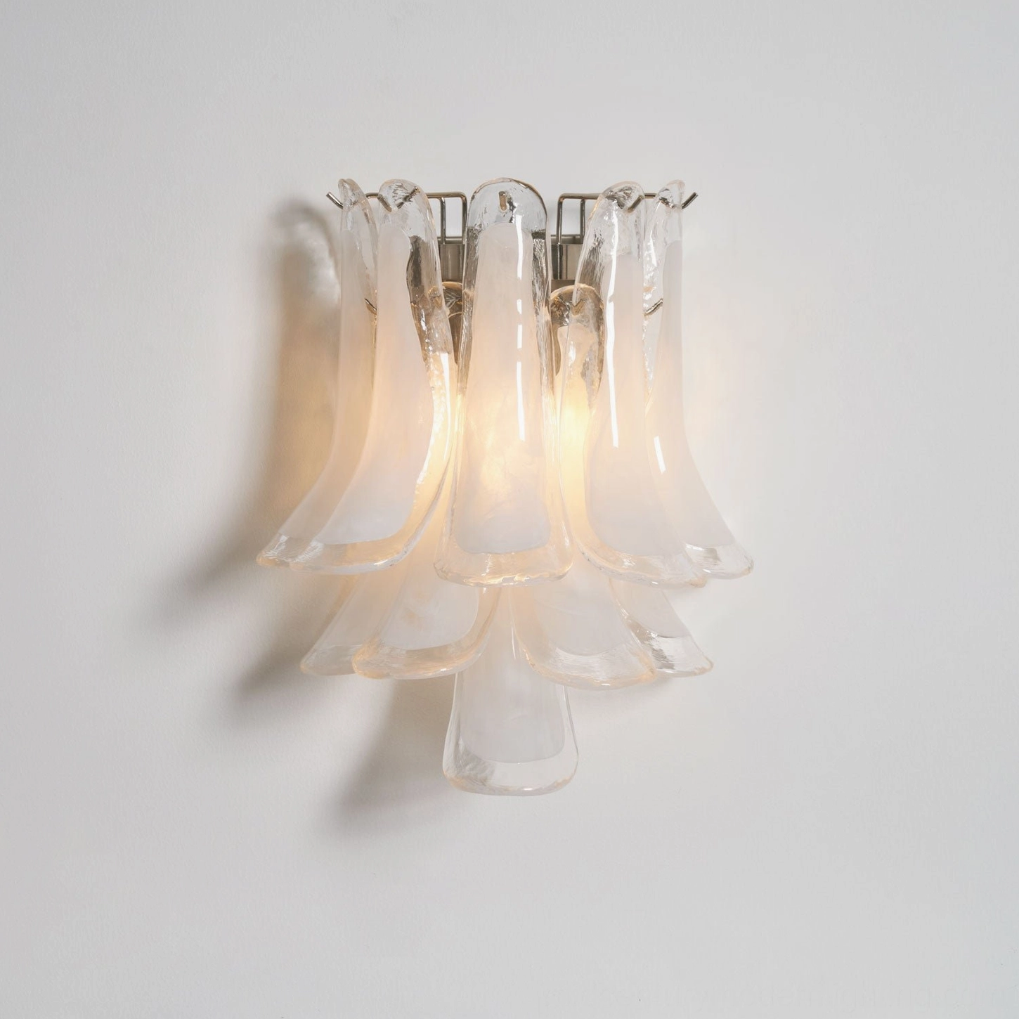 Petral wall light with Murano-style glass petals, contemporary architectural accent