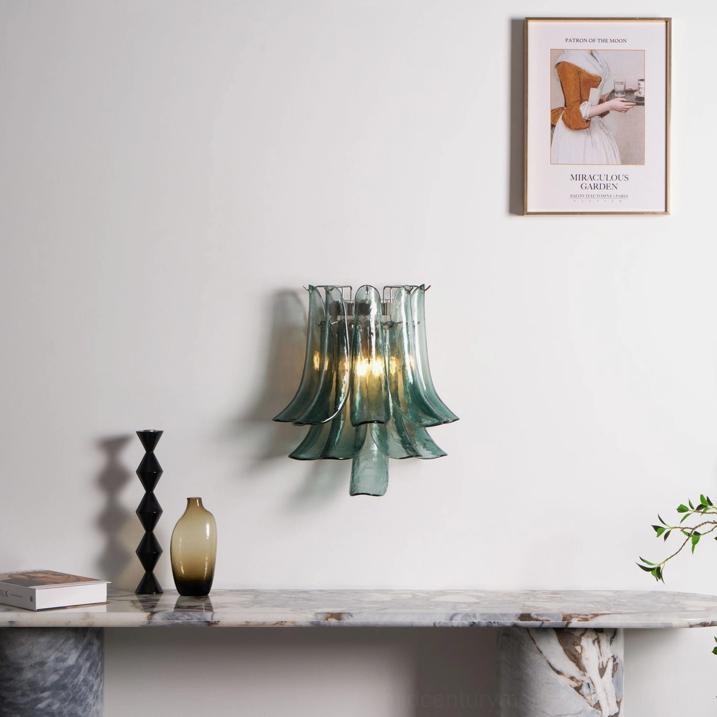 Petral Murano-style wall light with translucent glass petals, contemporary design statement piece