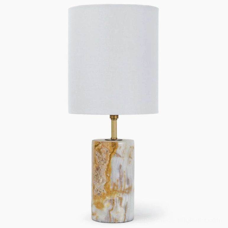 Pharos compact marble table lamp with slim brass stem - minimal mid-century design