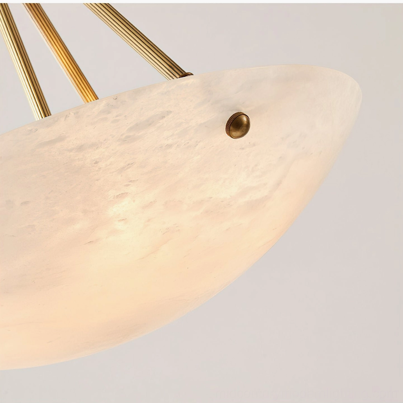 Piedmont alabaster pendant light size comparison view showing proportions of 15.7 inch and 23.6 inch ceiling mount options