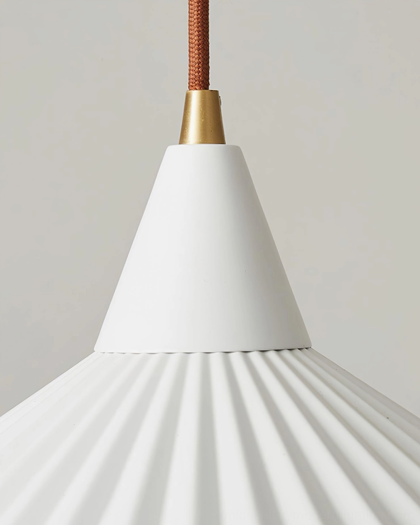 Pieghe pleated pendant light focus shot showing metallic finish quality and downward light concentration