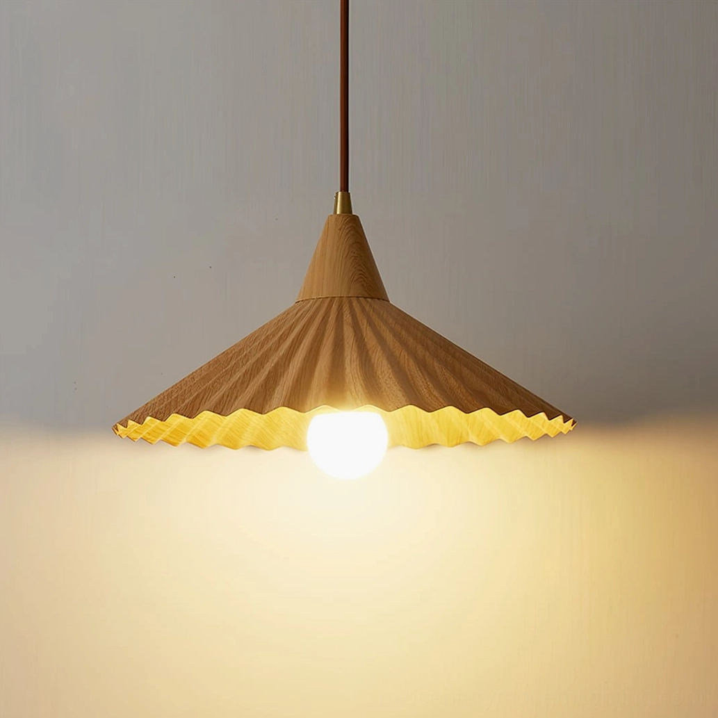Pieghe pleated pendant light side profile highlighting accordion-like structural design and light-blocking geometry