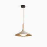 Piero cement and wood pendant lamp front studio view minimalist japandi design