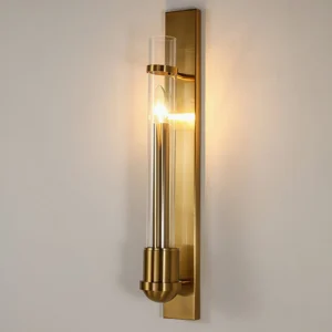 Illuminated Pike wall lamp side view glowing warm light modern bedroom accent lighting