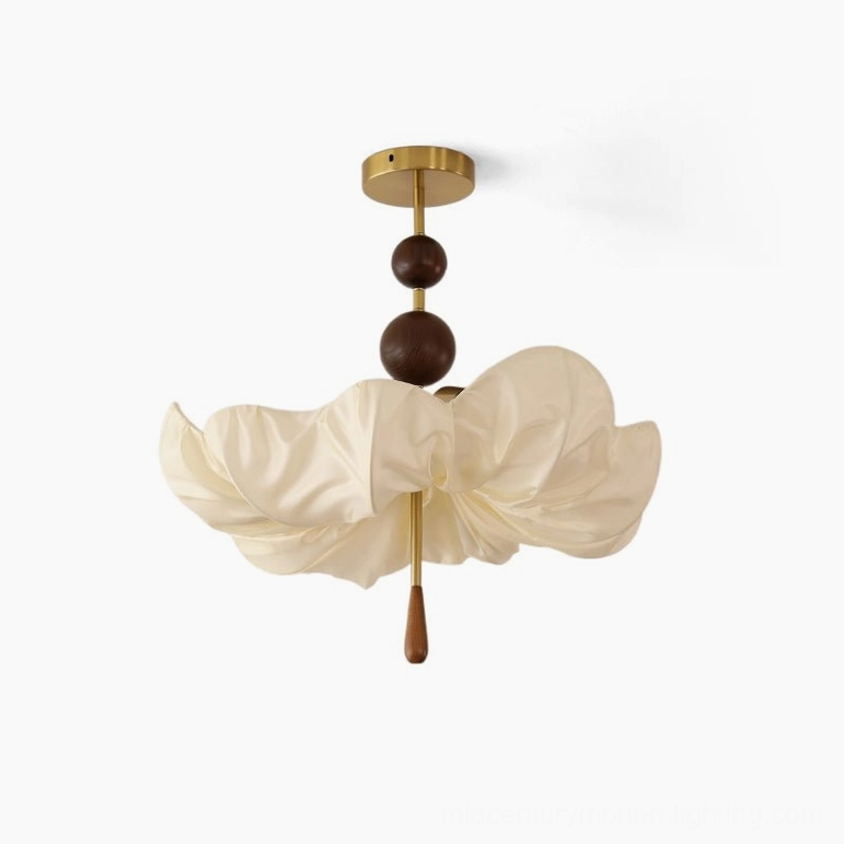 Pinctada ceiling light 50cm diameter fabric pendant in walnut color and gold finish - primary product image