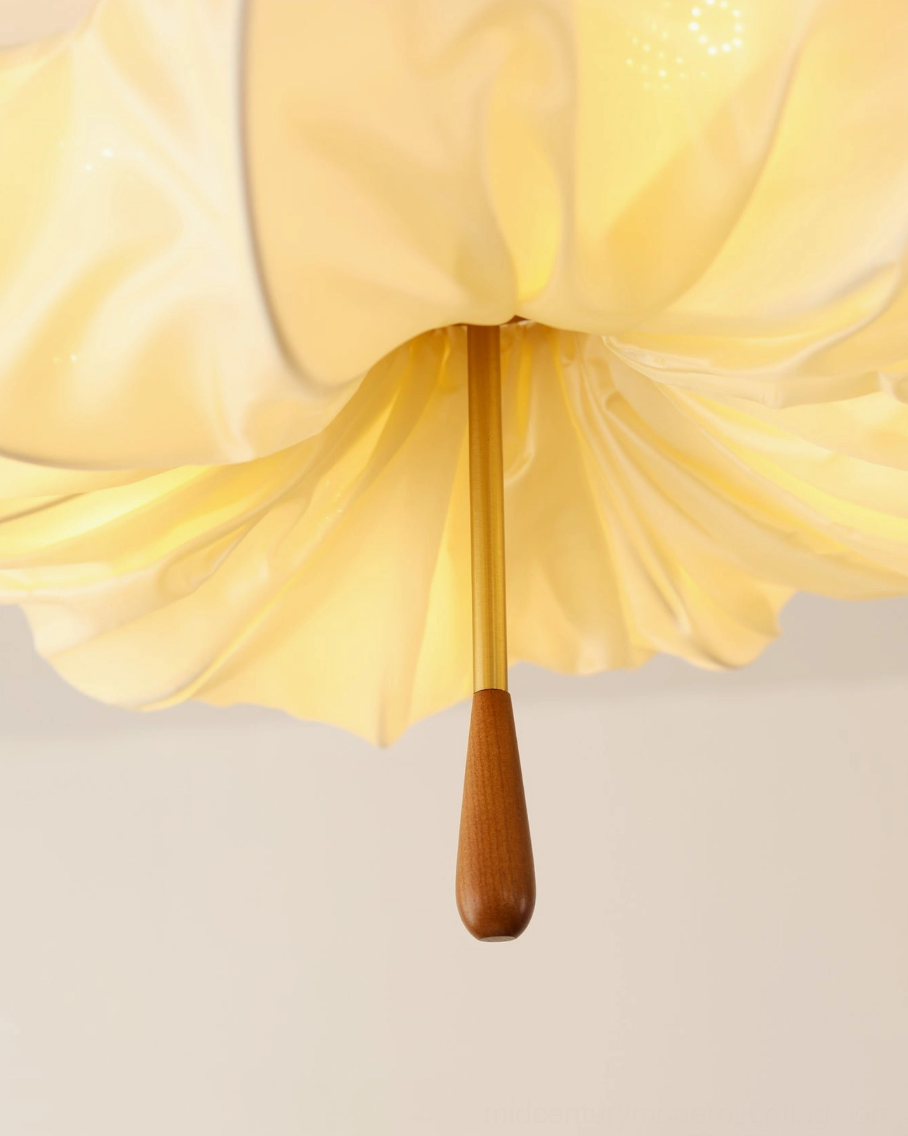 Pinctada sculptural ceiling light showing petal fold details and organic silhouette profile