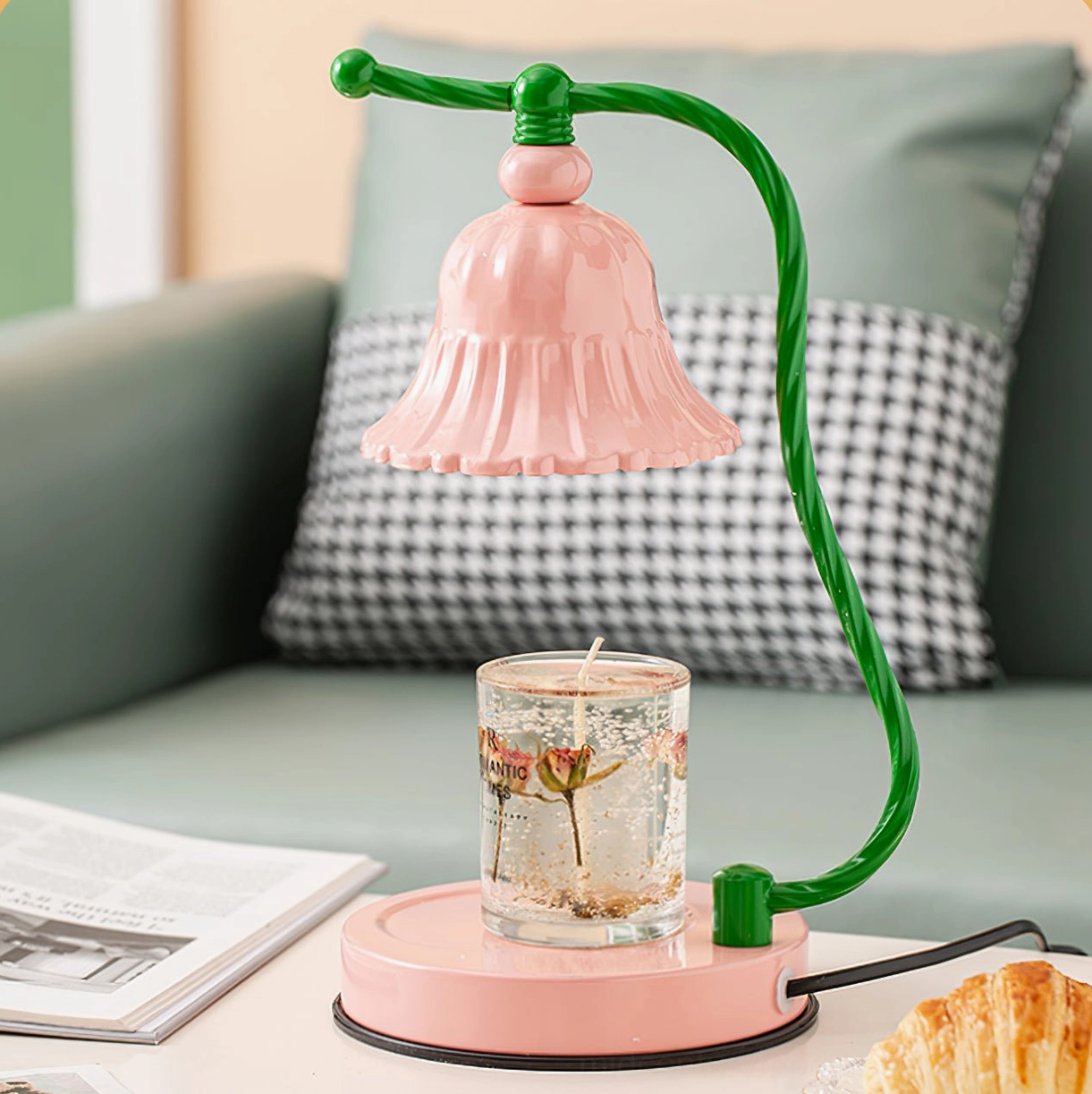Pink ceramic lamp with fluted shade design perfect for modern minimalist home decor styling
