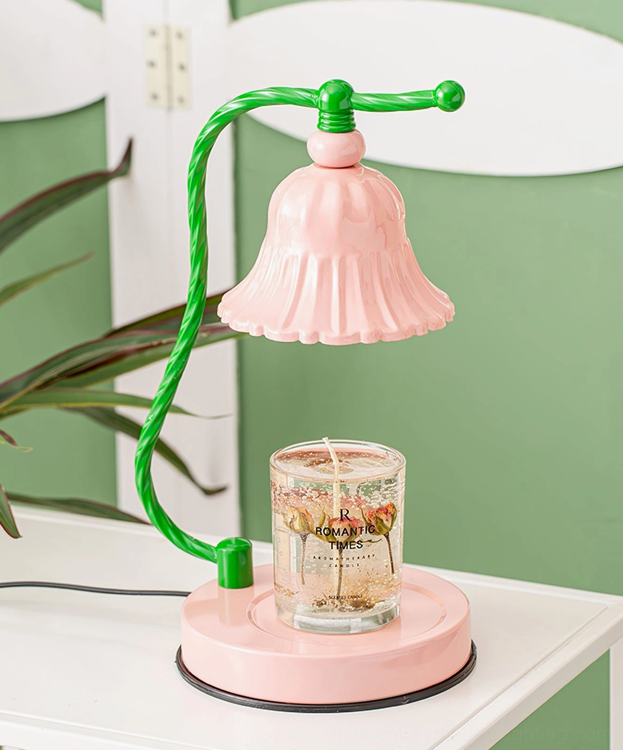 Vintage-inspired blush pink ceramic table lamp with LED bulb compatibility and push-button switch