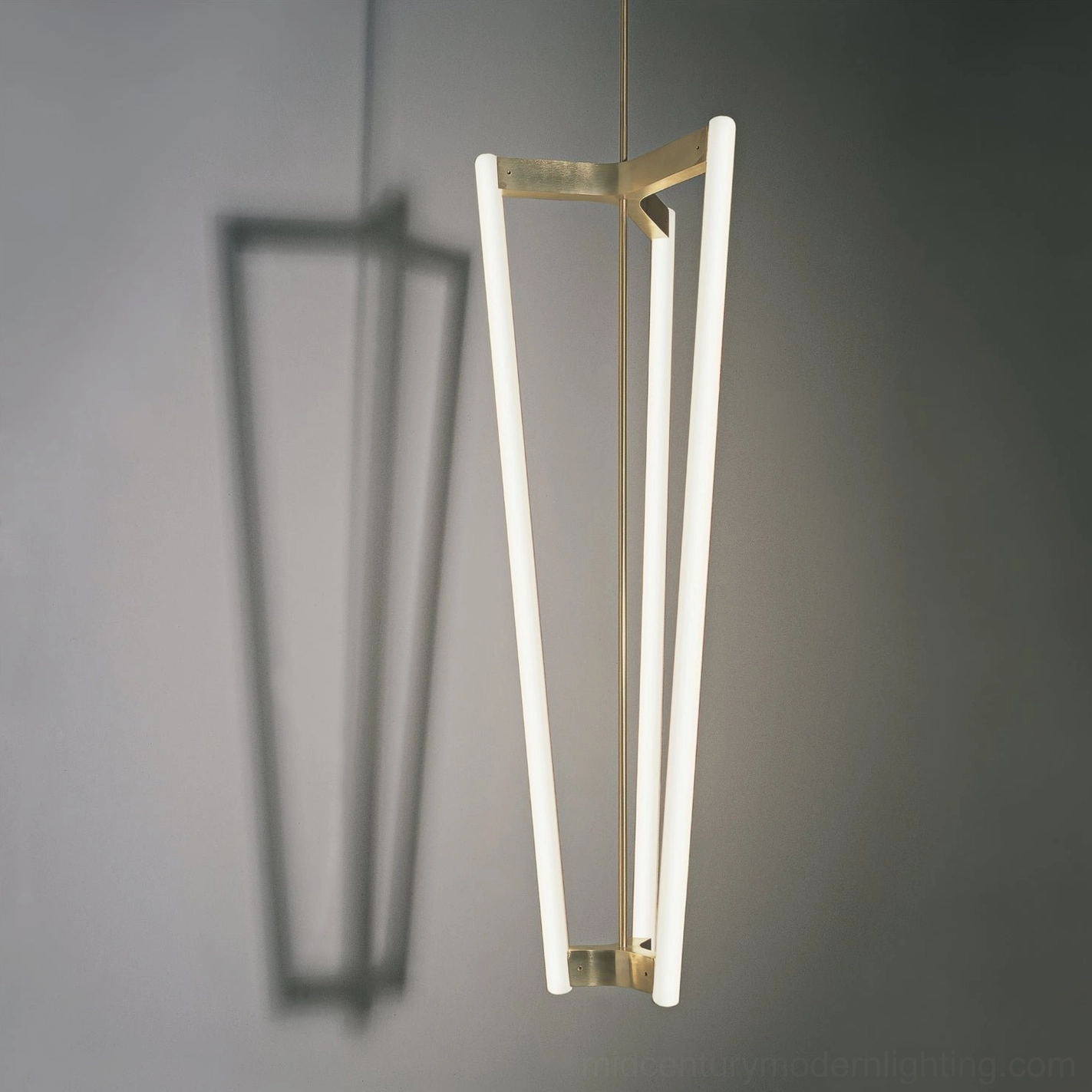 Pipeline Chandelier close-up metal frame acrylic tubes LED minimalist design