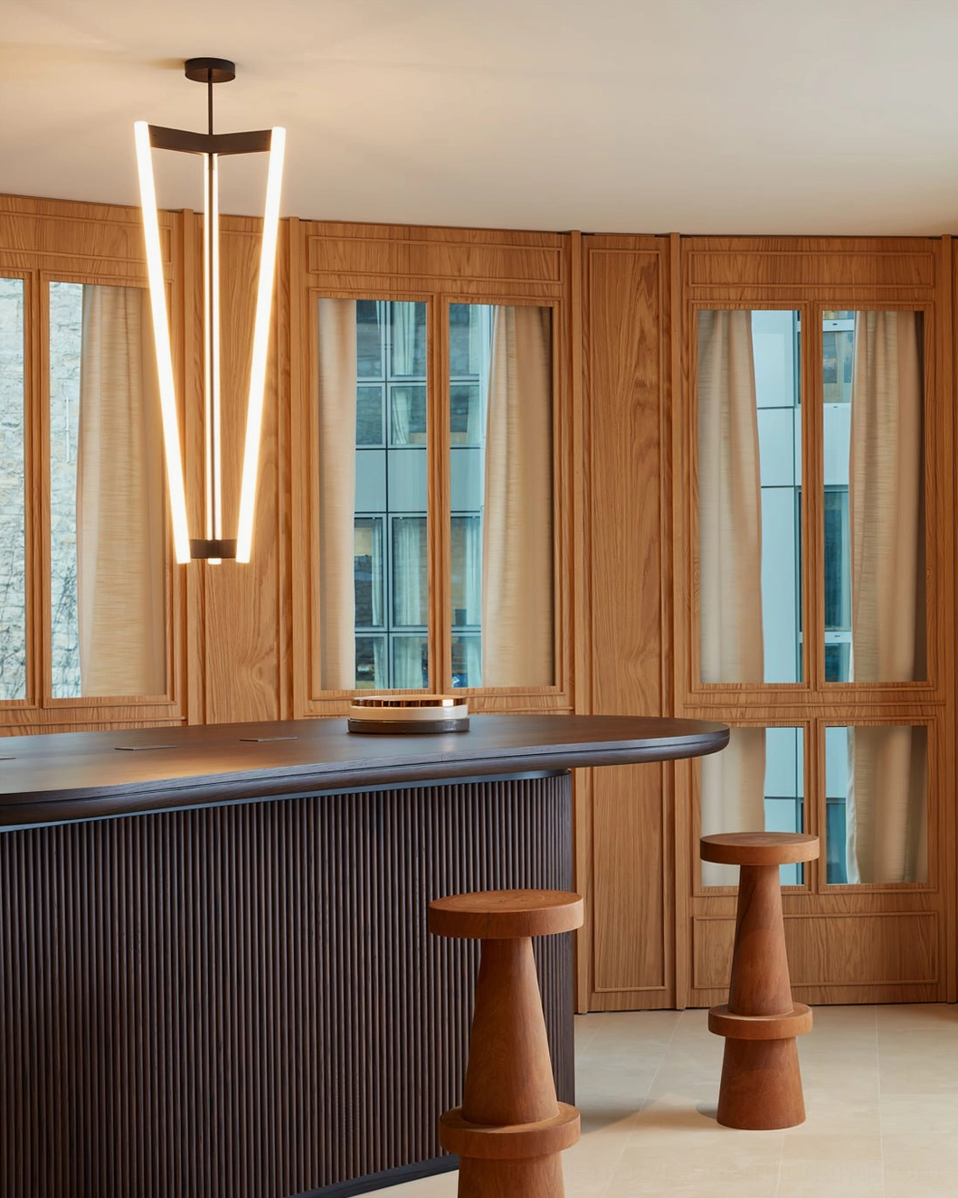 Pipeline Chandelier geometric trapezoidal modern pendant warm cool light