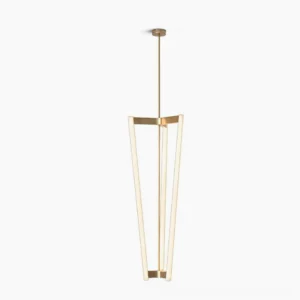 Pipeline Chandelier modern linear LED pendant light gold finish front view studio