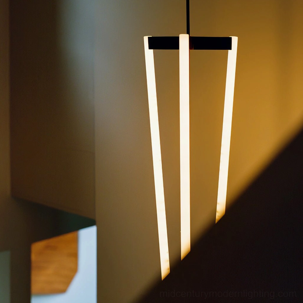 Pipeline Chandelier gold finish mid-century modern inspired design detail