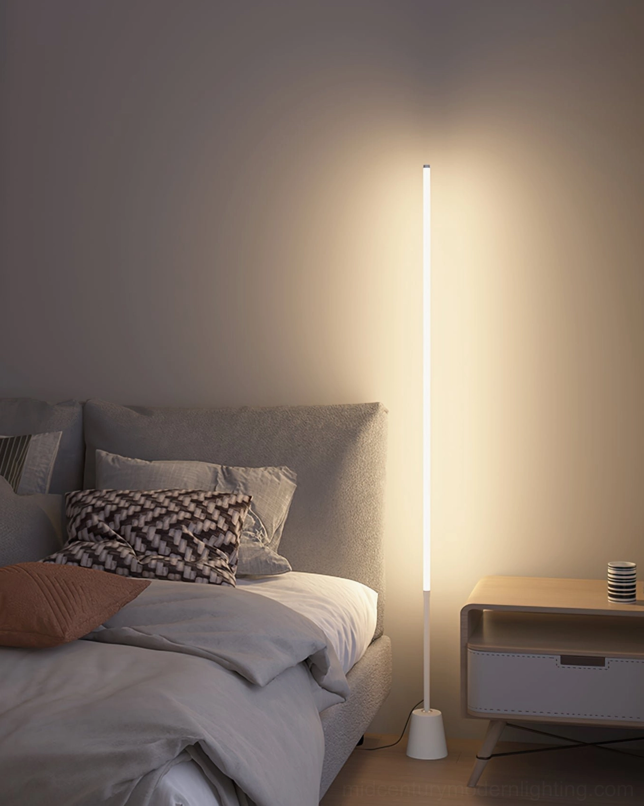 Pipeline LED floor lamp full design view, metal and acrylic construction, contemporary minimalist floor lighting