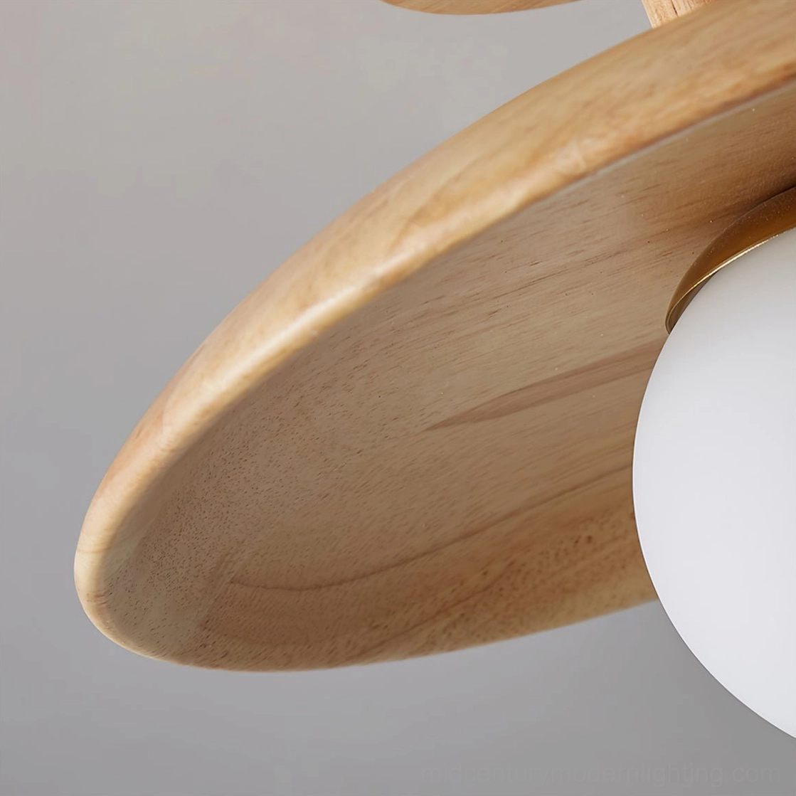 Plafon natural ash wood ceiling lamp with warm ambient light in minimalist residential interior