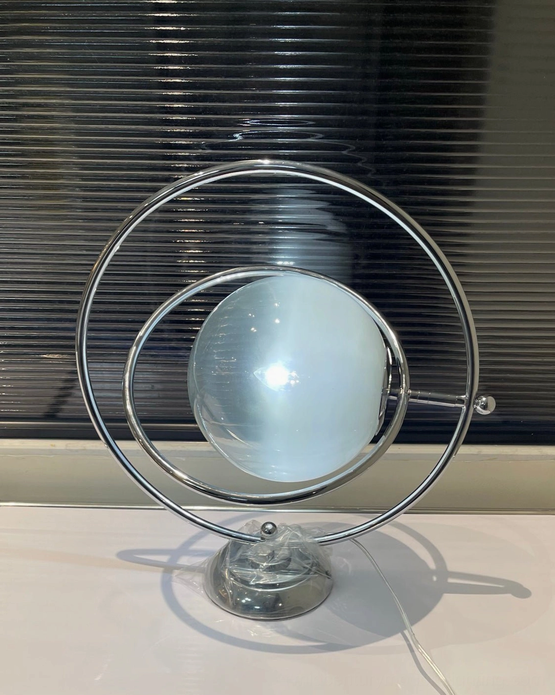 Minimalist planet lamp base structure with push button switch and power cord