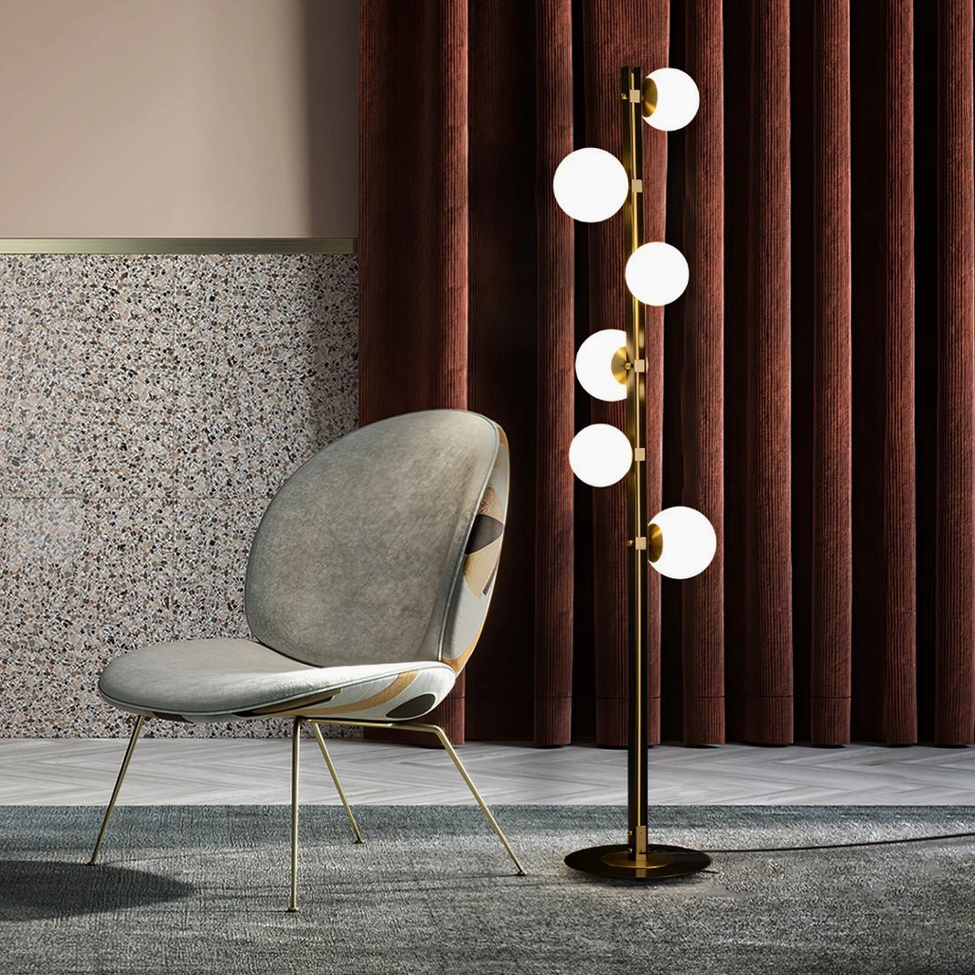 Planeta floor lamp creating ambient lighting in contemporary home design environment