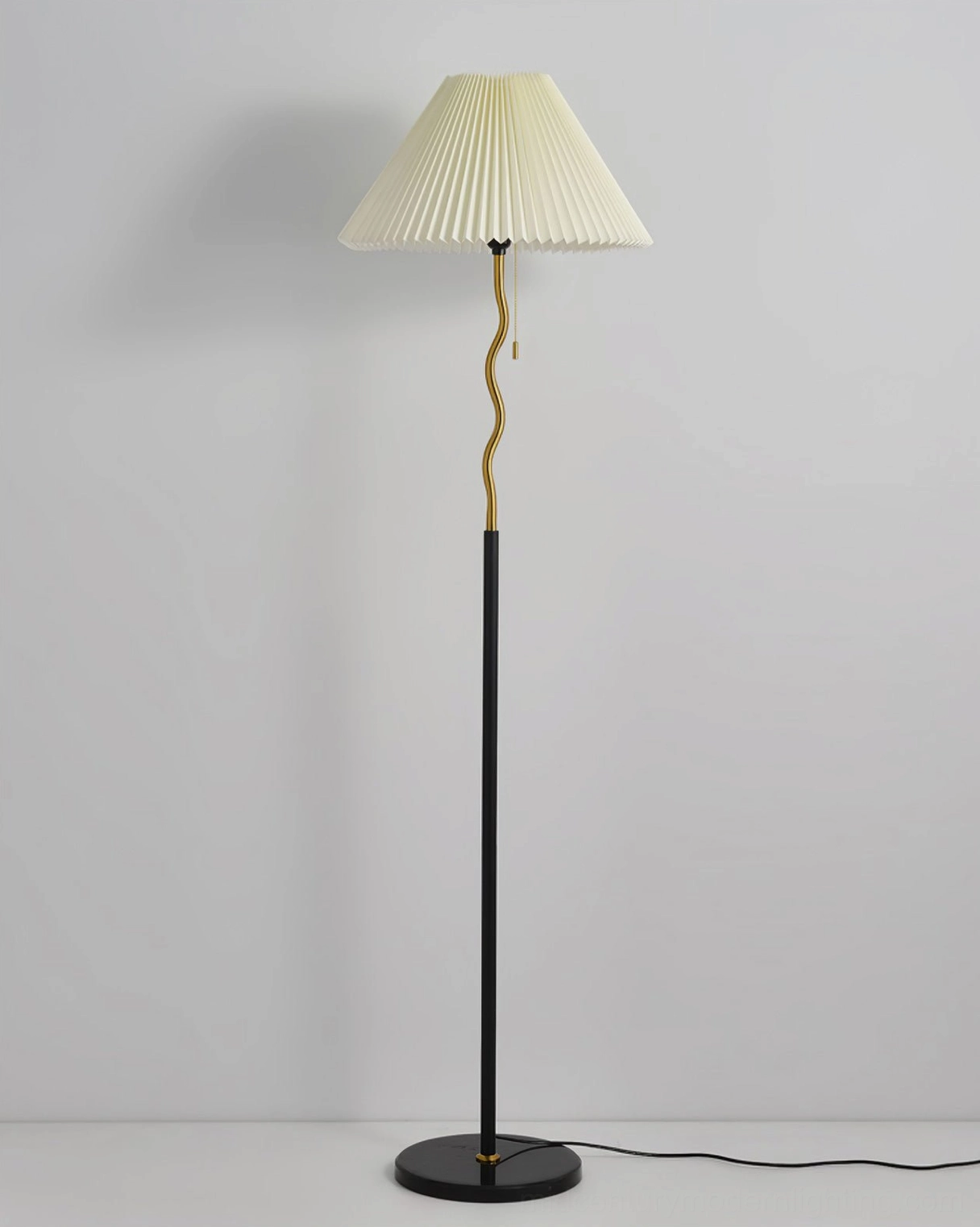 Pleated floor lamp full-length side profile showcasing complete silhouette and proportions