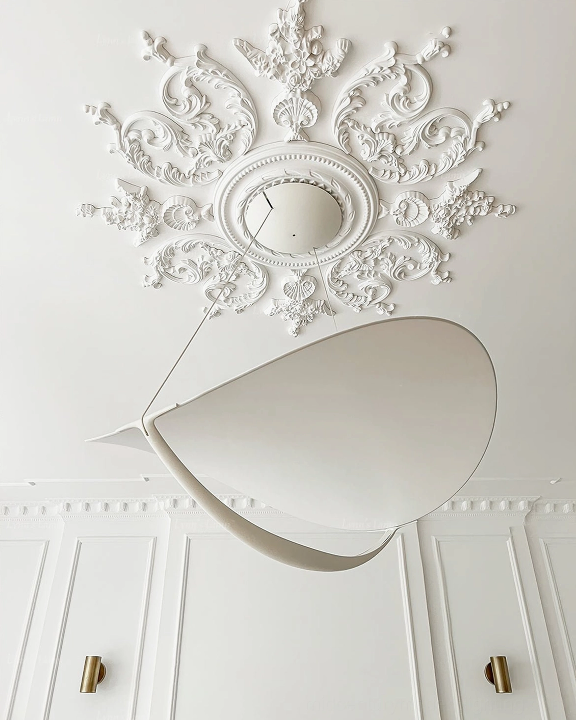 Contemporary ceiling pendant light white minimalist twisted design