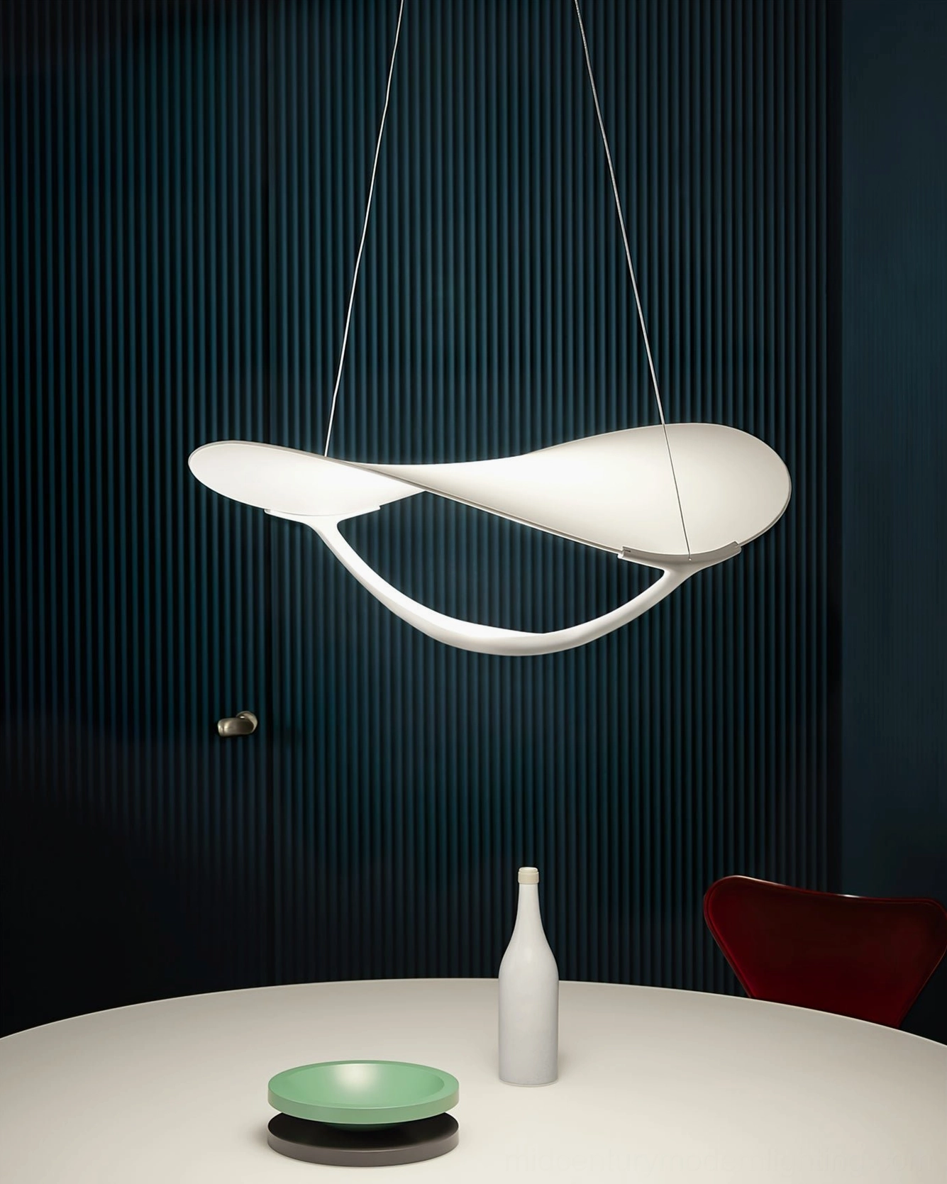 Contemporary white twisted pendant fixture modern interior ambient lighting